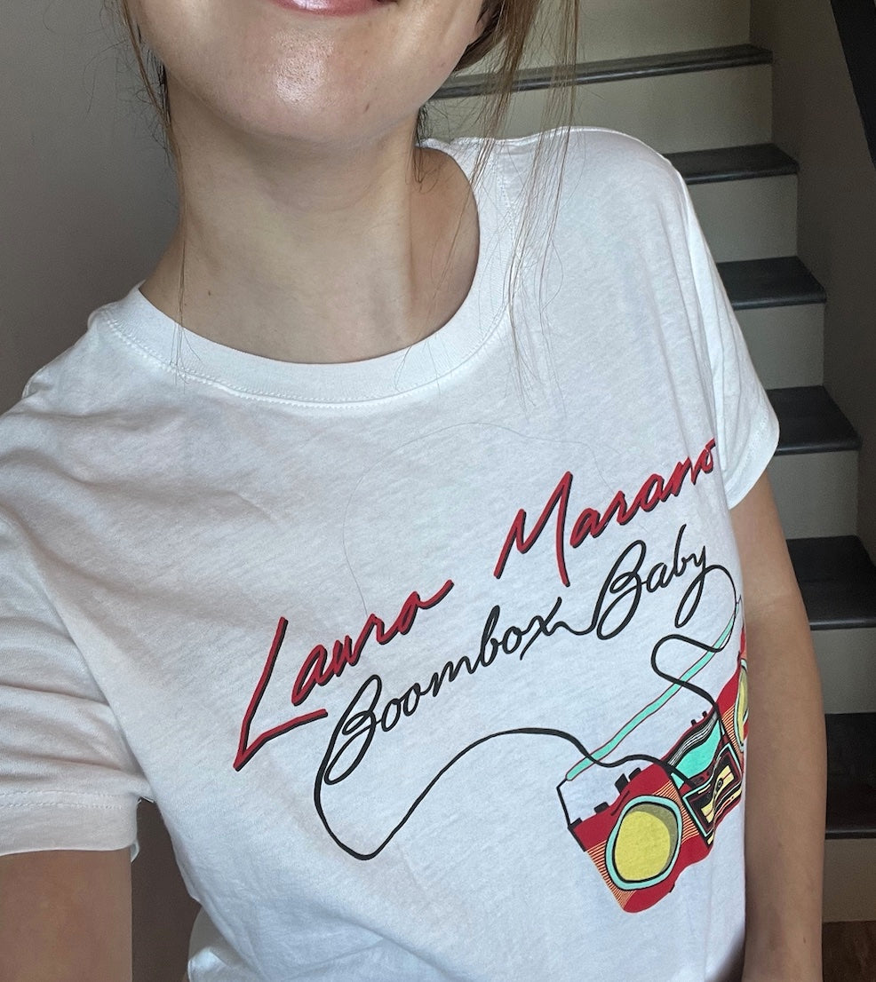 Short Sleeve White Boombox T-Shirt